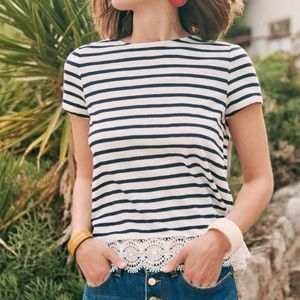 Sezane Ecru / Navy T-Shirt